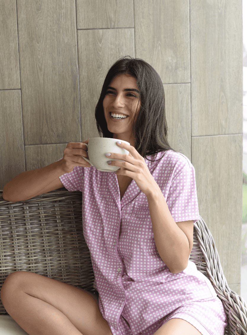 Pijama camisera rosada