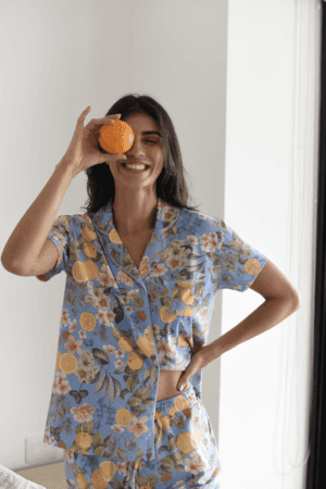 Pijama camisera celeste