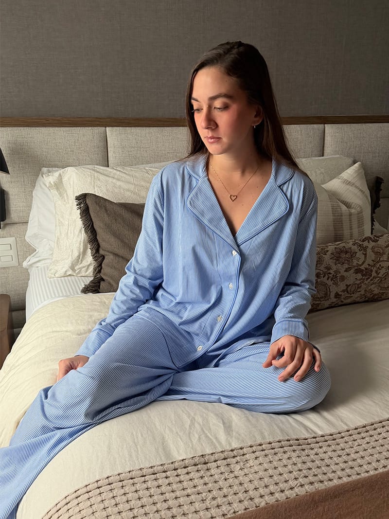 Pijama Sienna Rayas Celeste - Imagen 2
