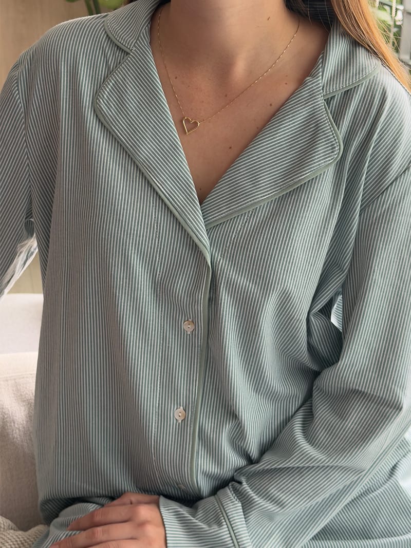 Pijama Sienna Rayas Oliva - Imagen 2